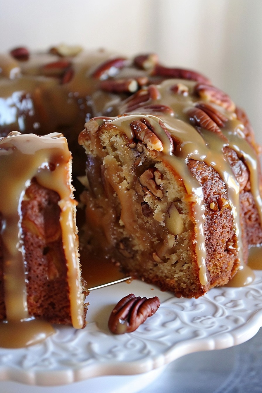 Apple Pecan Cake With Caramel Glaze - Favorite Skinny Recipe